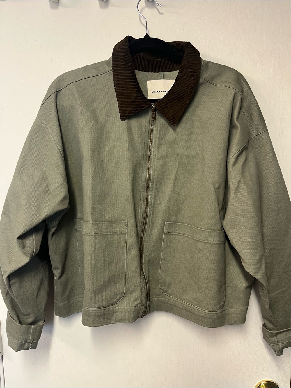 Lucky Brand Sage Green Corduroy Collar Utility Jacket Size L